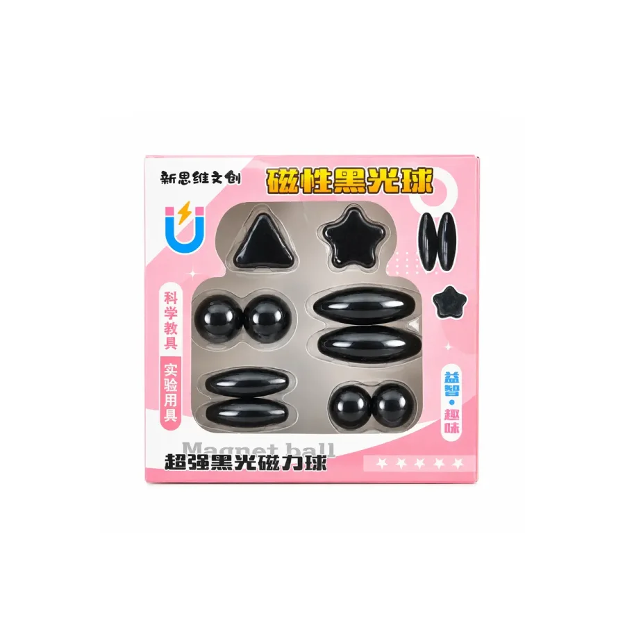 10 Pcs Magnet Set With Polished Black Magnetic Balls Toy Game for Kids Playing