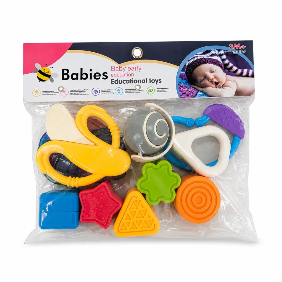 11 PCS Baby Sensory Rattle & Teether Toy Set (3M+)