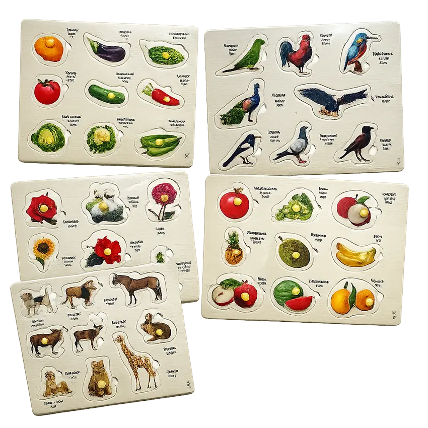 Kids Discovery Puzzle Set Animals, Birds, Fruits, Vegetables & Flowers