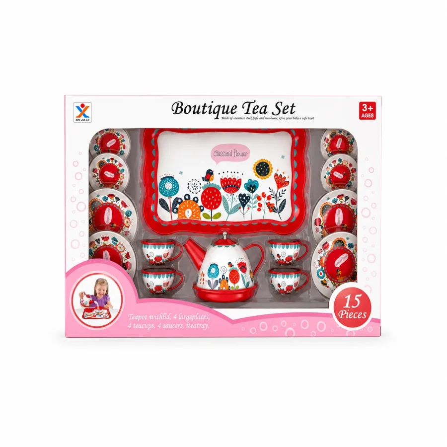 Boutique Tea Set – 15 Pieces Pretend Play Toy for Kids (3+ Years)