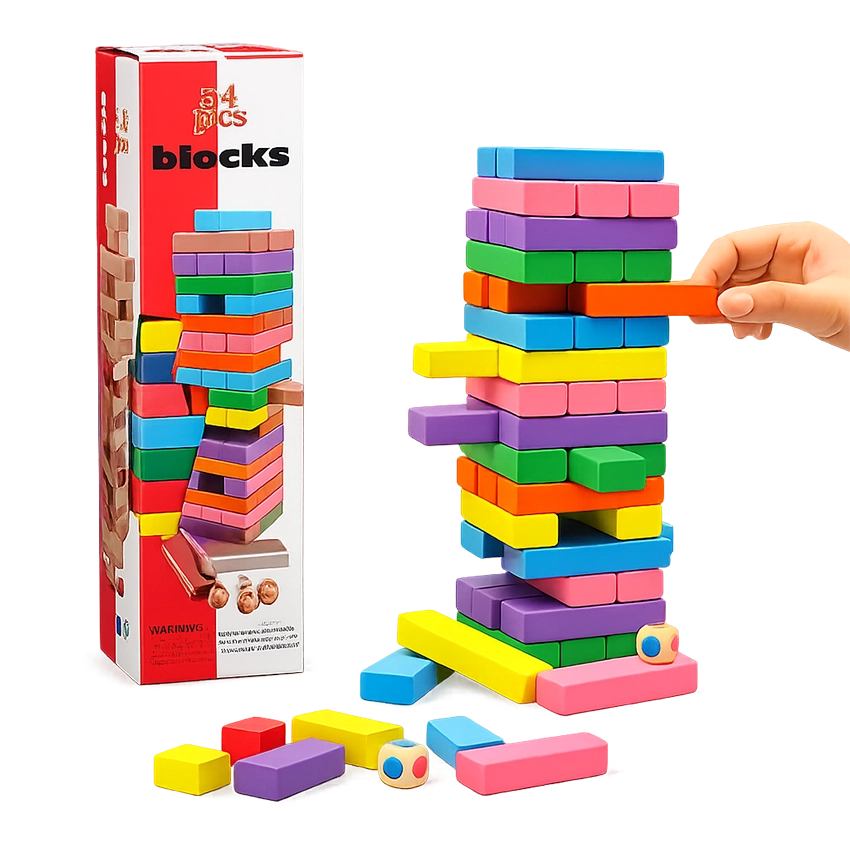 Colorful Tumble Tower 54 pcs