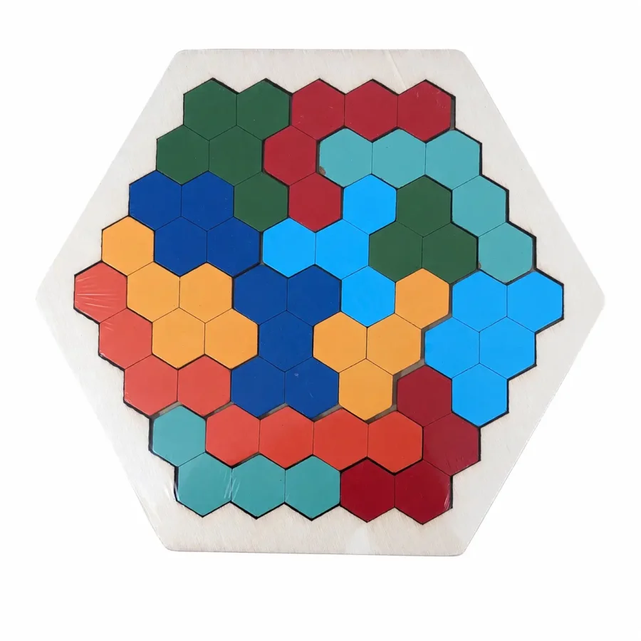 Hexagon Tangram Puzzles Wooden Brain Teaser