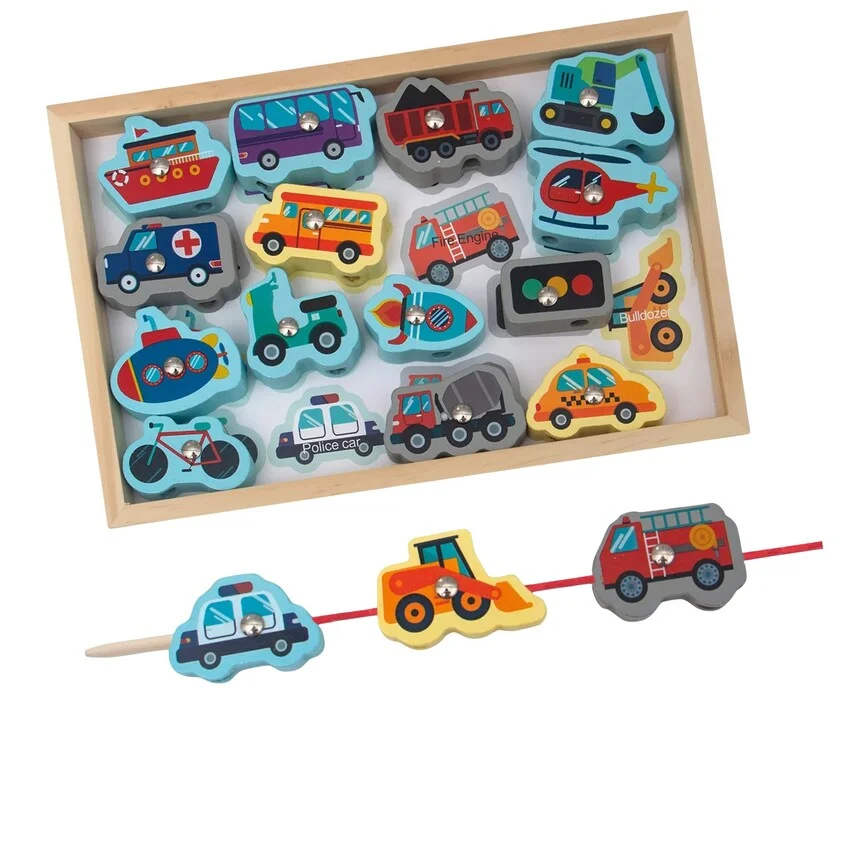 Montessori Wooden Vehicles With Fishing Sticks