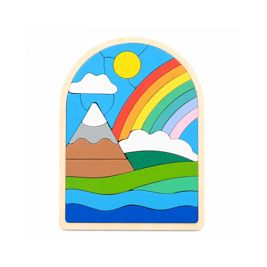 Wooden Landscape Building Blocks Puzzle