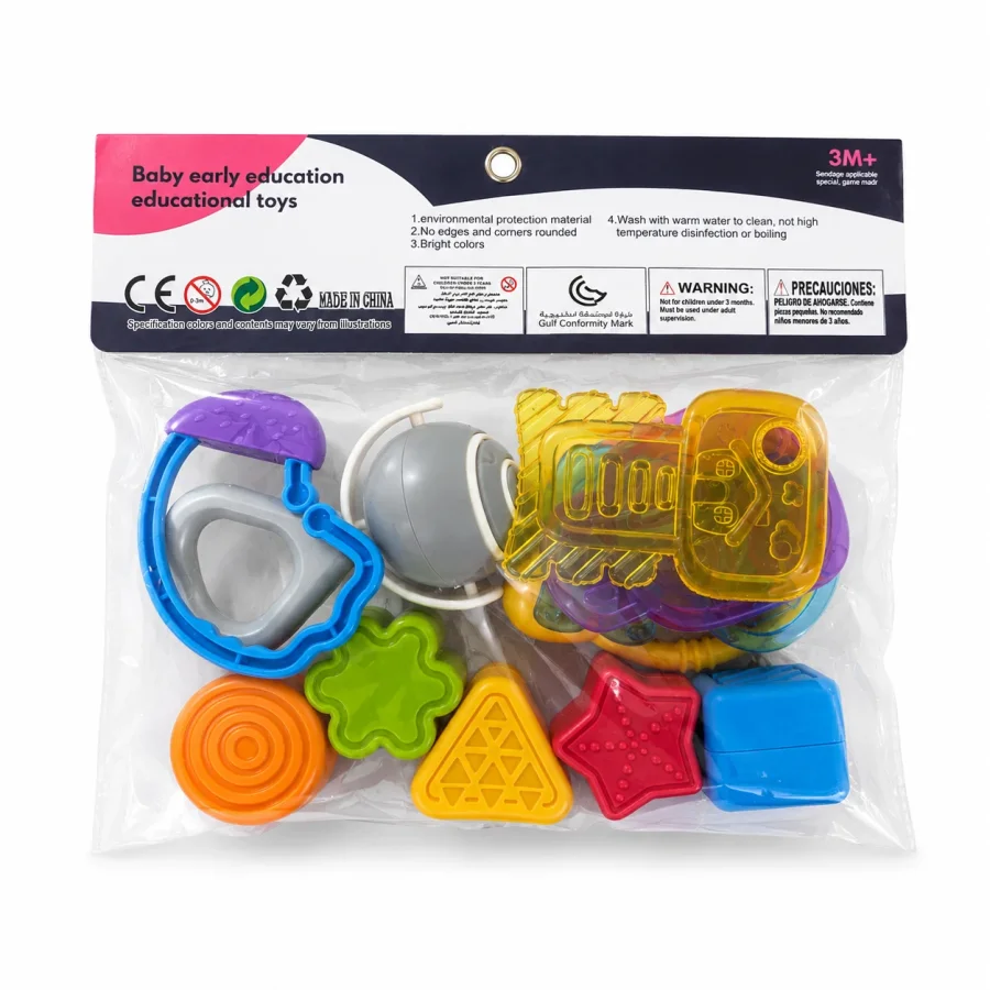 11 PCS Baby Sensory Rattle & Teether Toy Set (3M+) - Image 2