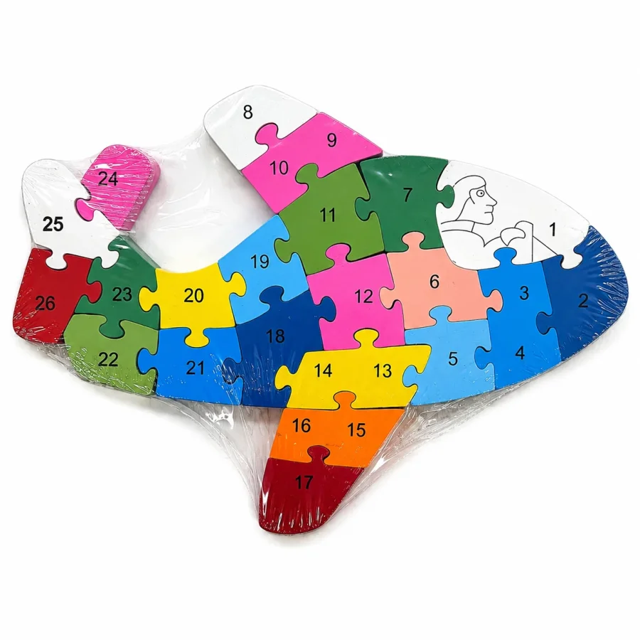 Double-Sided Wooden Alphabet & Number Animal Puzzle Board - Image 2