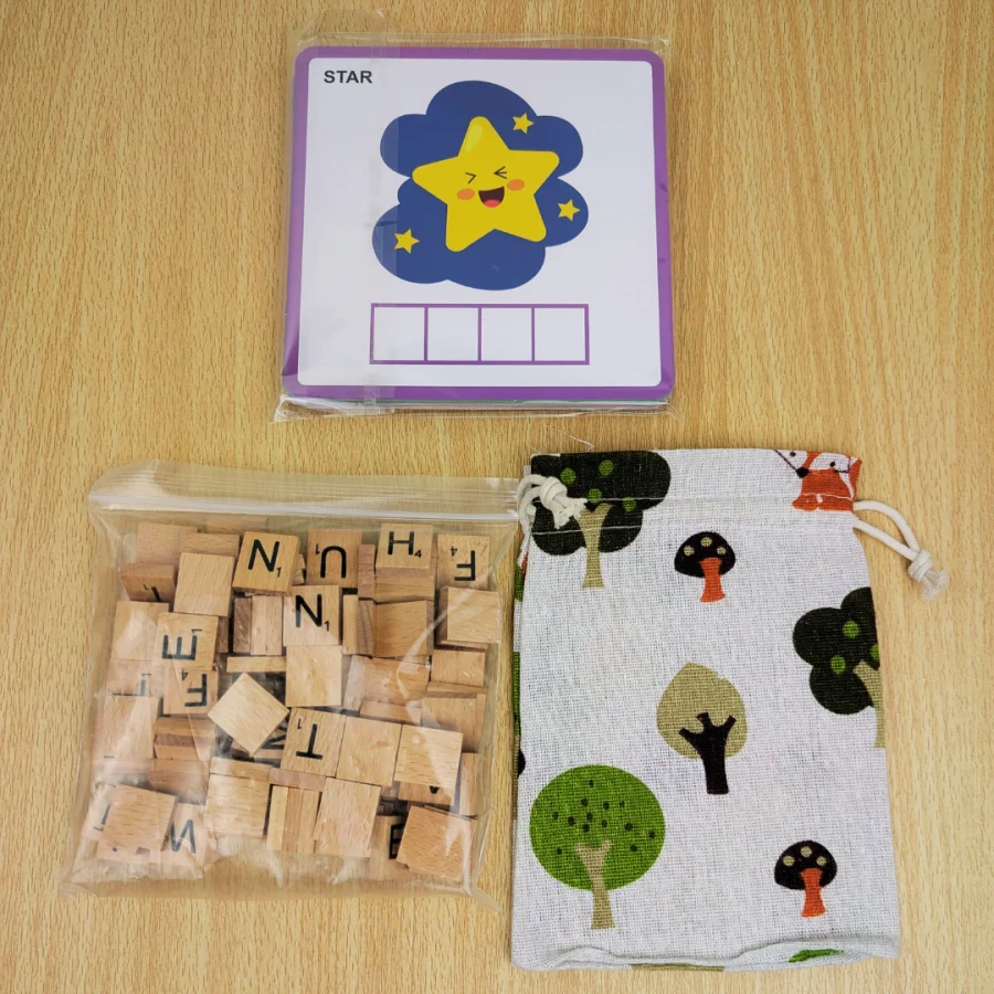 100 Pieces Spelling Game with  Wooden Alphabet Learning & Word Building Set - Image 2