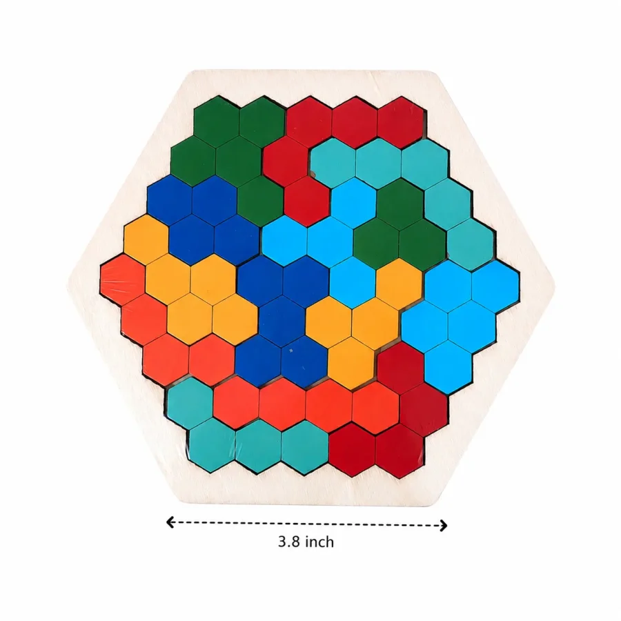 Hexagon Tangram Puzzles Wooden Brain Teaser - Image 2